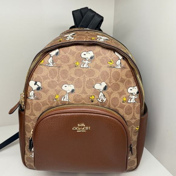 Coach Handbags - Coach X Peanuts Court Backpack Signature Canvas Snoopy Print CBM25 Authentic